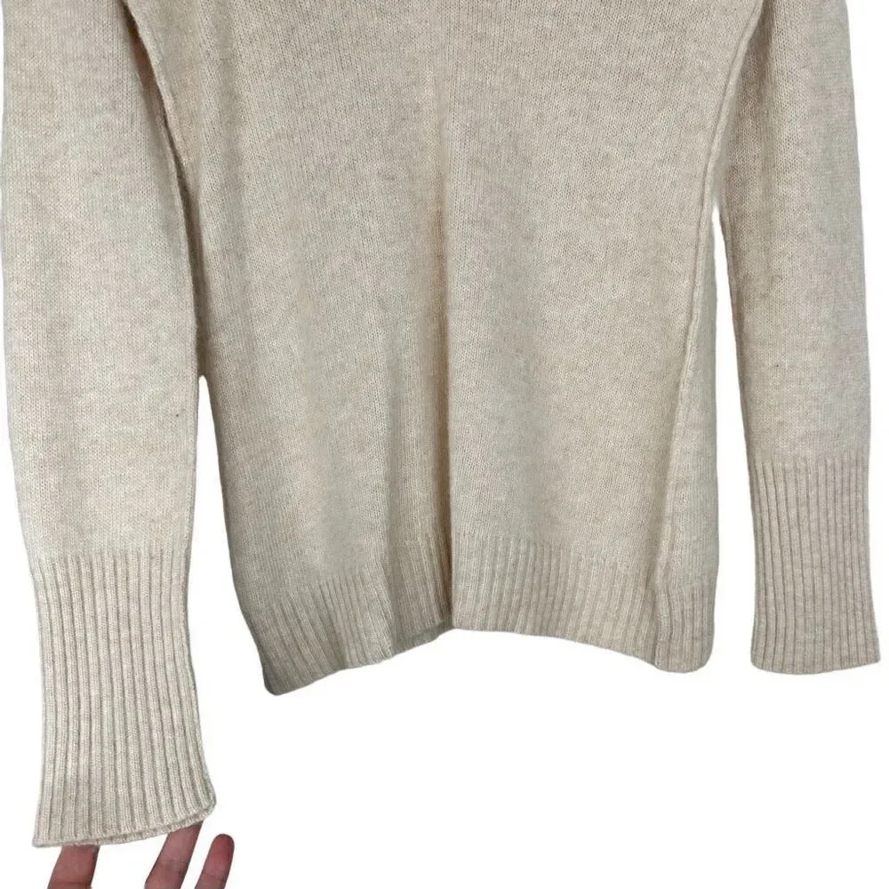 mE Wool & Angora Blend Vneck Sweater Womens Medium Minimalist Cozy Cream‎
